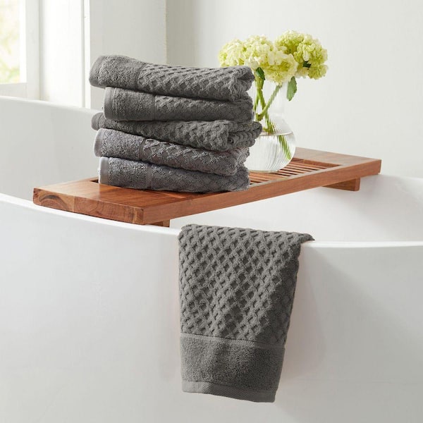 Dark Gray Ultra-Soft 100% Cotton Diamond Waffle 6-Pack Hand Towels