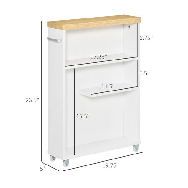 Storage Cabinet with 3 Drawers and 5 Caster Wheels, LERFAN Wood Rectangular  Accent Cabinet, 16 L x 19 W x 22 H