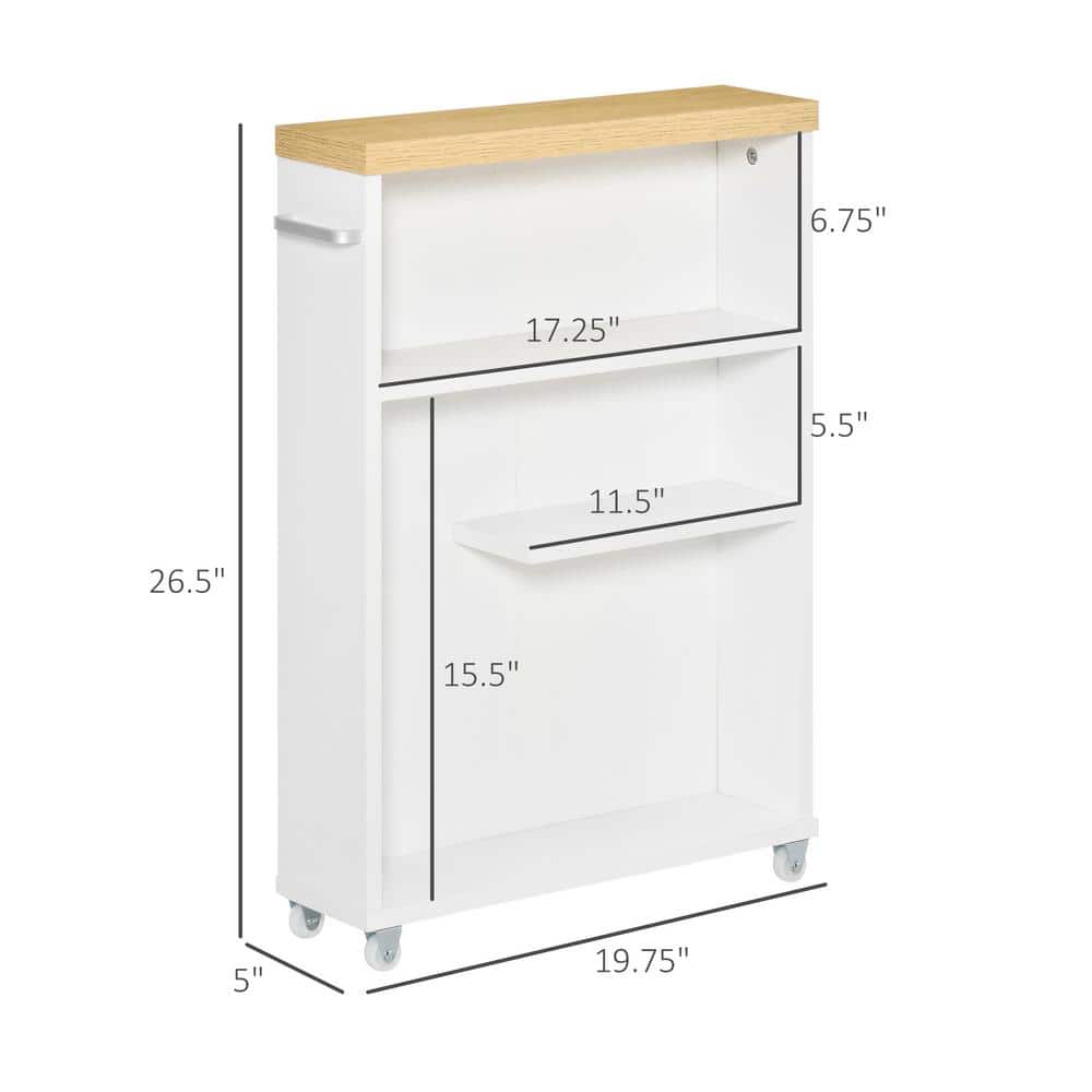 Slim White Laminated Bathroom Cabinet with Silver Hardware