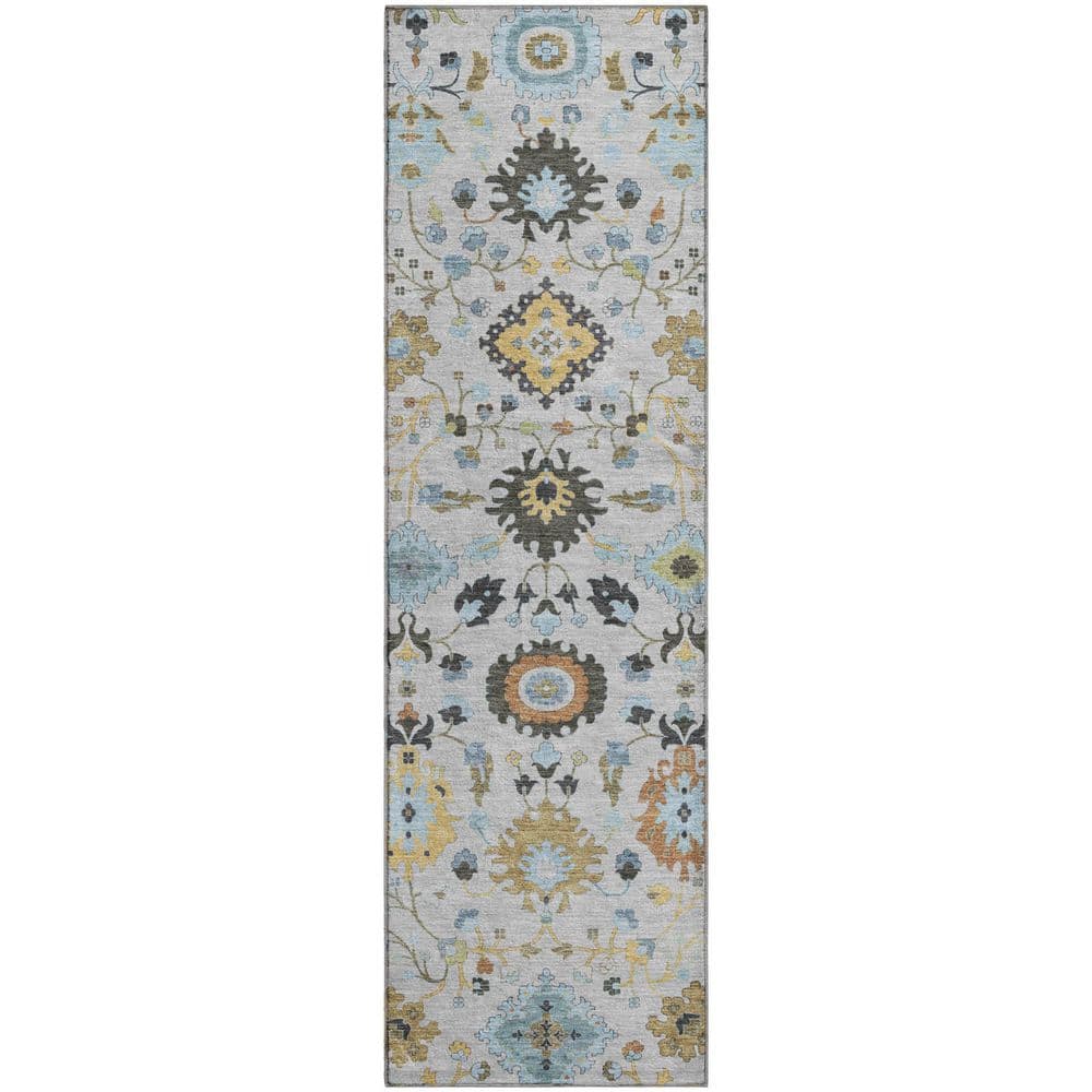 Mayfield Premium Machine Washable Abstract AMF2458 Silver 2 ft. x 7 ft. Runner Rug price history on PriceWatchPro