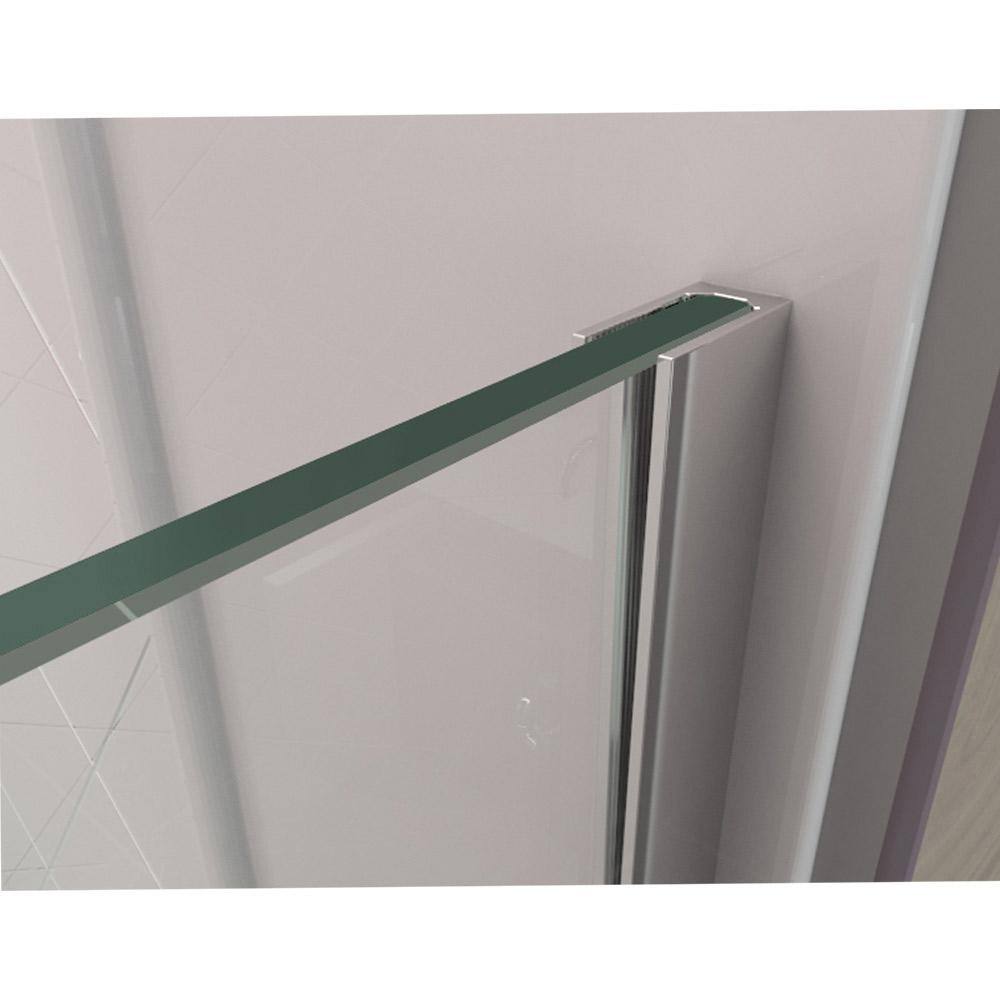 Neo-Angle Frameless Clear Glass Hinged Shower Enclosure with Black Hardware