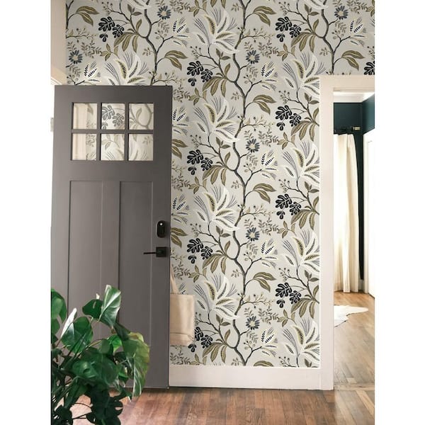 Cool Neutral Forest Flourish Vinyl Peel and Stick Wallpaper Roll (40.5 sq. ft. )