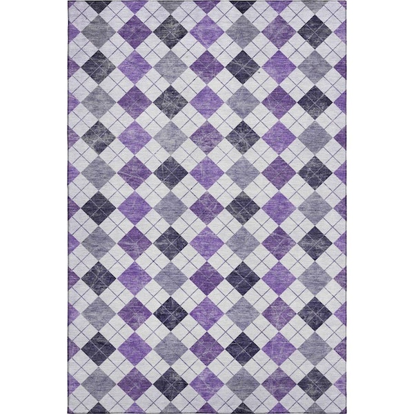 Mayfield Premium Machine Washable Abstract AMF2237 Plum 9 ft. x 12 ft. Area Rug