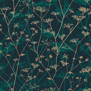 Clarissa Hulse Wild Chervil Kingfisher and Gold Removable Wallpaper
