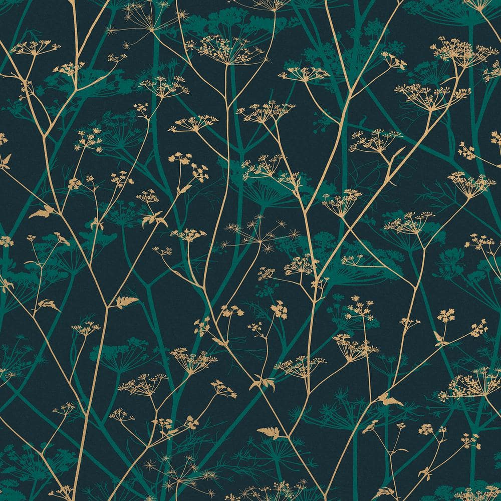 Clarissa Hulse Wild Chervil Kingfisher and Gold Blue Removable Wallpaper Sa