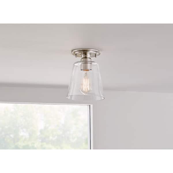 Gaspar 7 in. Brushed Nickel Flush Mount Clear Glass