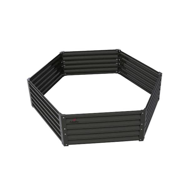 Gray 70 in. W Metal Hexagon Raised Garden Bed for Planting Vegetables Flowers Herb, Outdoor Garden Raised Planter Box
