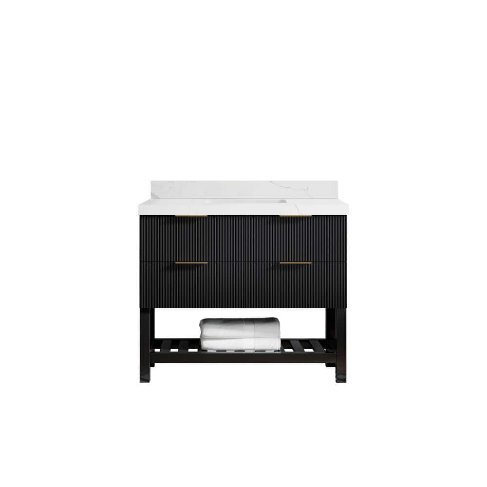 "Catalina 42 in. W x 22 in. D x 36 in. H Bath Vanity in Black with 2"" Calacatta Quartz Top" price history on PriceWatchPro
