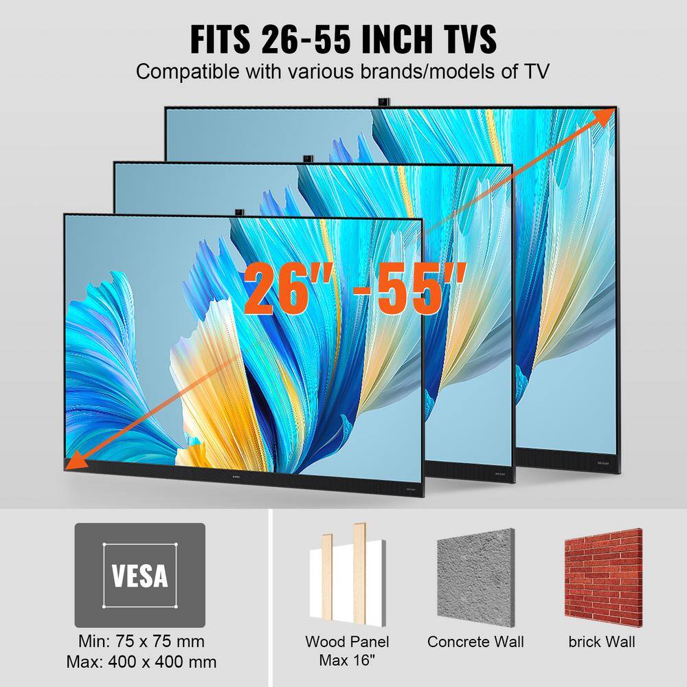 Black Carbon Steel Full Motion Wall TV Mount for 26-55 inch TVs