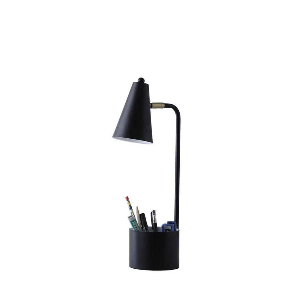 19 in. Semi-Gloss Black Metal Table Lamp with Integrated Pen Holder, Perfect for Study and Home Office Organization price history on PriceWatchPro