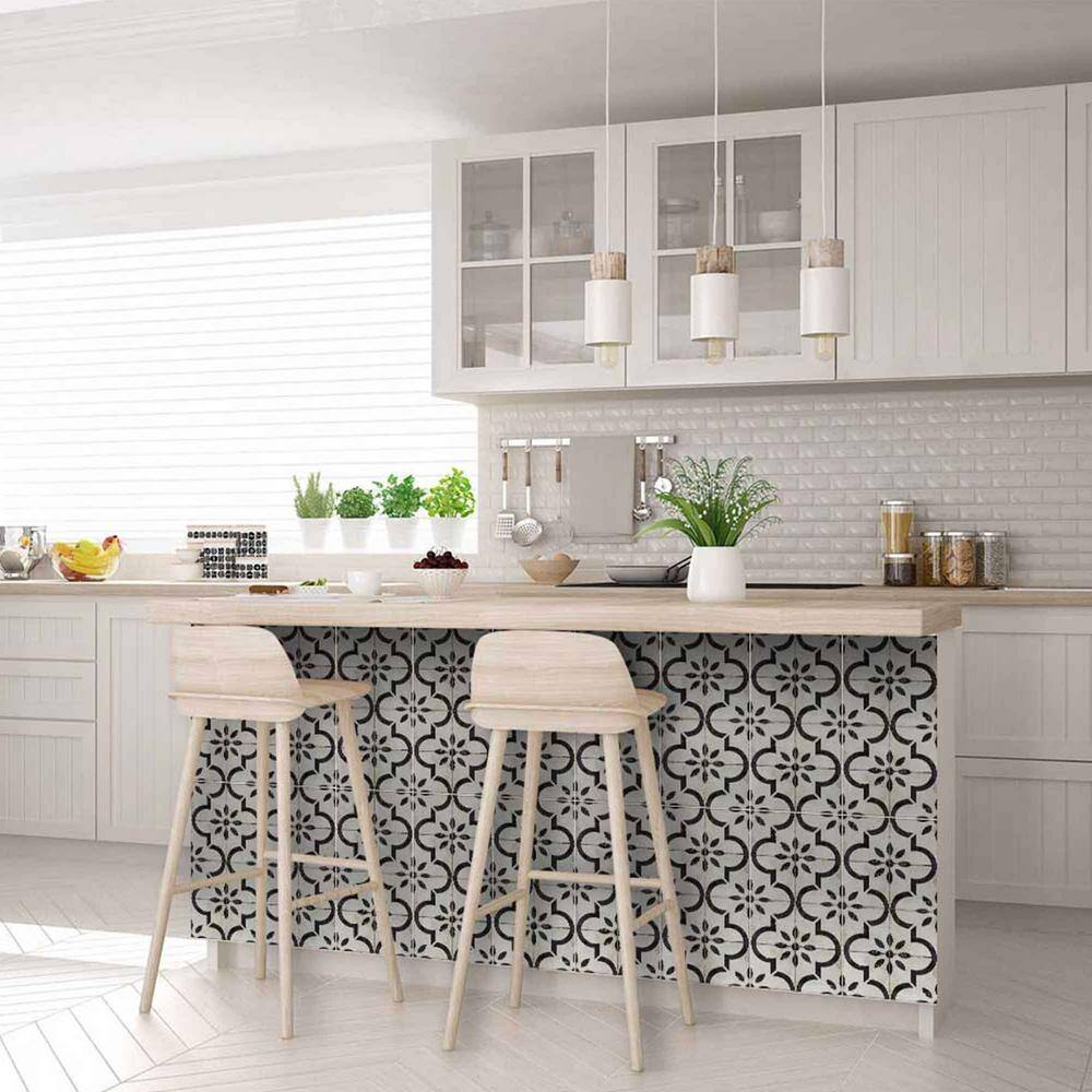 6x6 White and Black Vinyl Peel and Stick Mosaic Tile