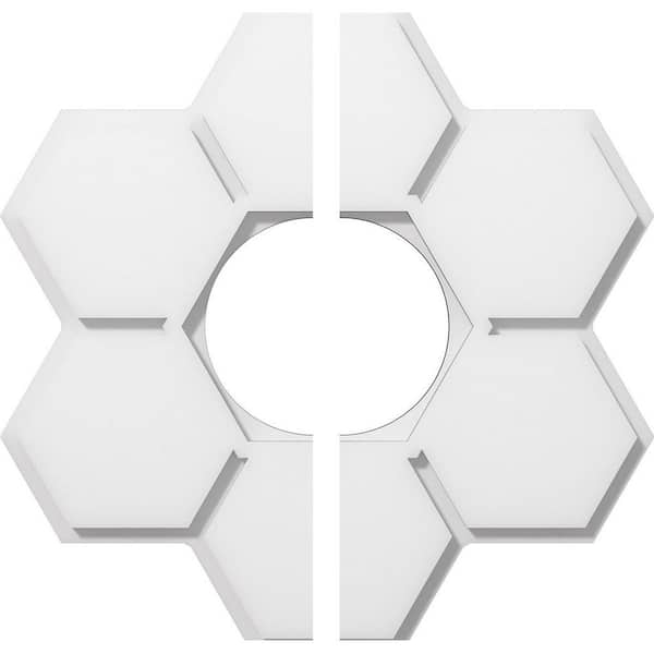 Ekena Millwork 1 in. P X 6-1/4 in. C X 18 in. OD X 6 in. ID Daisy Architectural Grade PVC Contemporary Ceiling Medallion, Two Piece