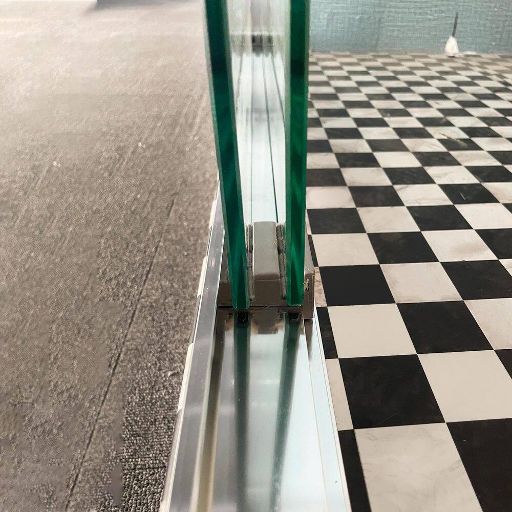 60" Chrome Semi-Frameless Double Sliding Shower Door with Clear Glass
