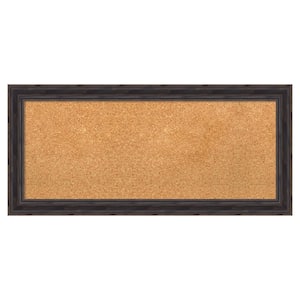 Rustic Pine Brown Narrow Wood Framed Natural Corkboard 33 in. x 15 in. Bulletin Board Memo Board