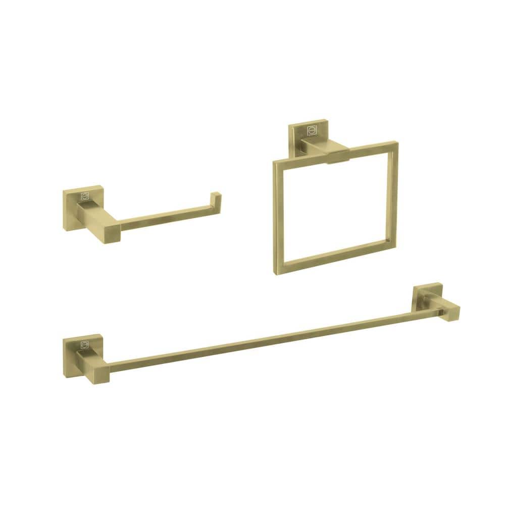 Timeless Home 3-Piece Bath Hardware Set with Mounting Hardware in Brushed G
