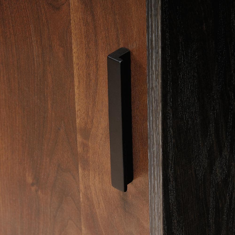 60'' Adjustable Black & Brew Oak Industrial Bookcase with Doors