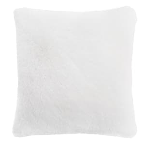 Alexus Ultraplush White Faux Fur 20 in. x 20 in. Throw Pillow