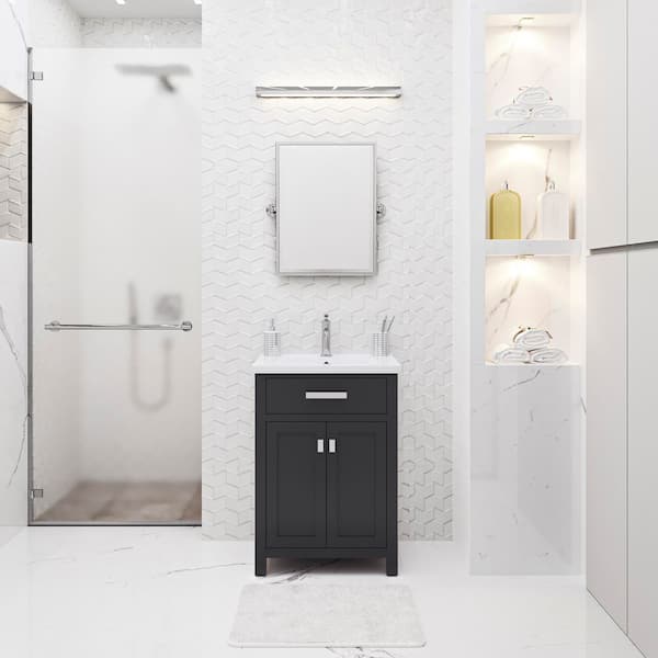 Myra 24 in. Bath Vanity in Espresso with Integrated Ceramics Vanity Top and Sink