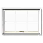 36 in. x 24 in. W-2500 Series White Painted Clad Wood Awning Window w/ Natural Interior and Screen