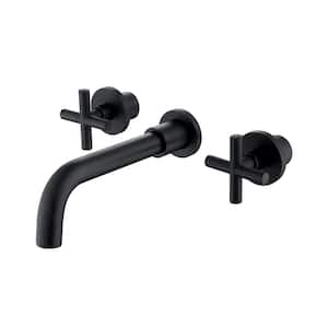 Double Handle Wall Mounted Faucet in Matte Black