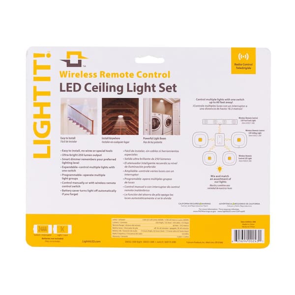 LIGHT IT by Fulcrum 30032-308 6 LED Wireless Celling Light with Remote Control 