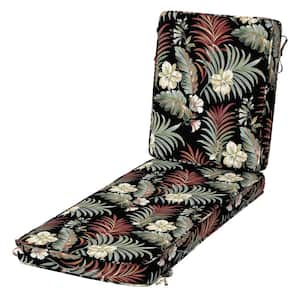 Modern Outdoor Chaise Cushion 21 x 46, Simone Black Tropical