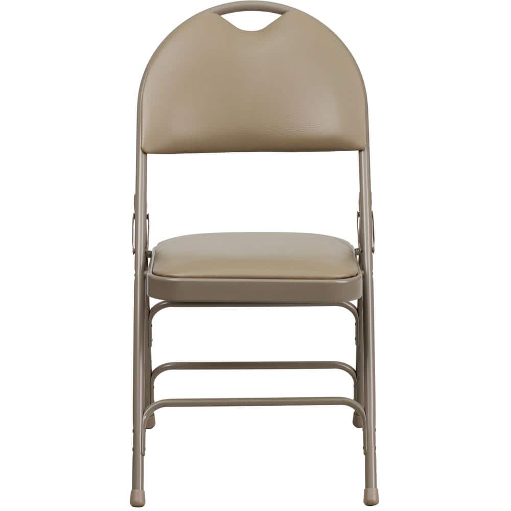 Flash Furniture Beige Vinyl/Beige Frame Metal Folding Chair (4Pack