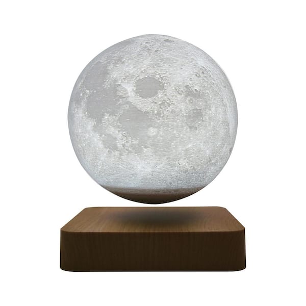 Etokfoks 3D Printed Magnetic Levitation Moon LED Table Lamp With Touch Sensor Controls