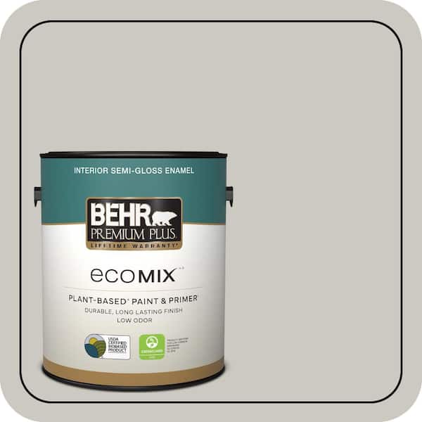 1 gal. Designer Collection #DC-008 Gratifying Gray Semi-Gloss Enamel EcoMix Plant-Based Interior Paint & Primer