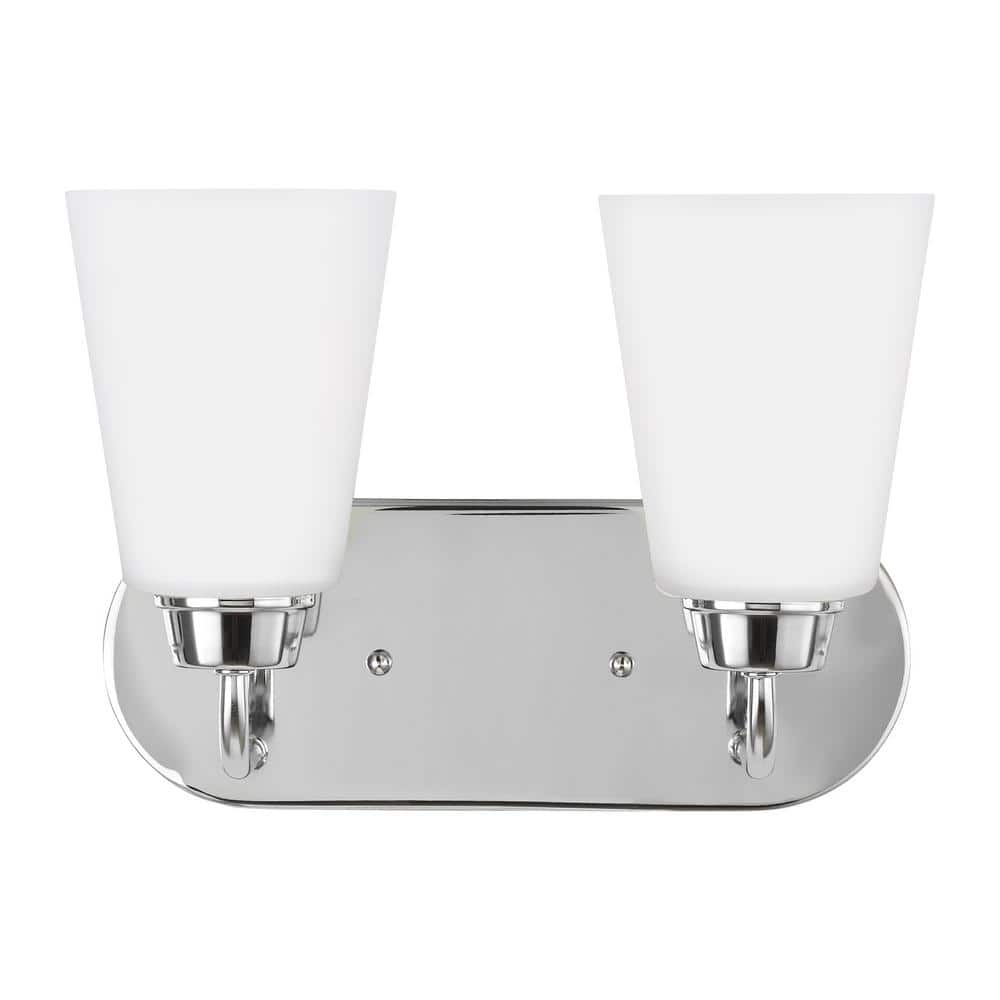 Kerrville 12 in. 2-Light Chrome Traditional Transitional Bathroom Vanity Light with Satin Etched Glass Shades price history on PriceWatchPro