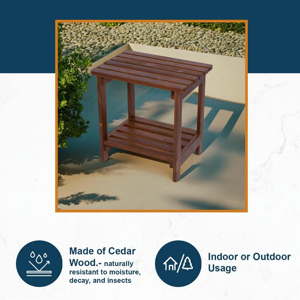 Providence Oak Rectangular Cedar Wood Outdoor Side Table