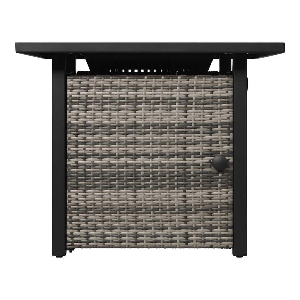 30 in. W 50000 Btu black Steel Propane Outdoor Fire Pit Tablewith Lava Rocks