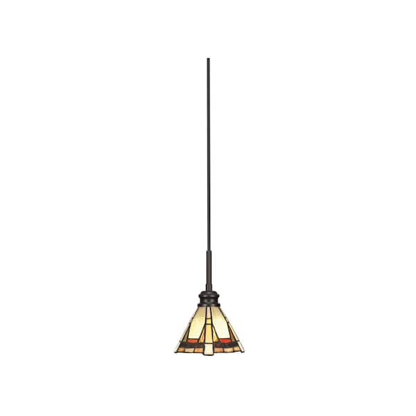 Unbranded Albany 60-Watt 1-Light Espresso Pendant Mini Pendant Light Zion Art Glass and Light Bulb Not Included