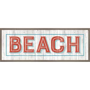 Vintage Beach Sign (Large) Framed Giclee Typography Art Print 42 in. x 16 in.