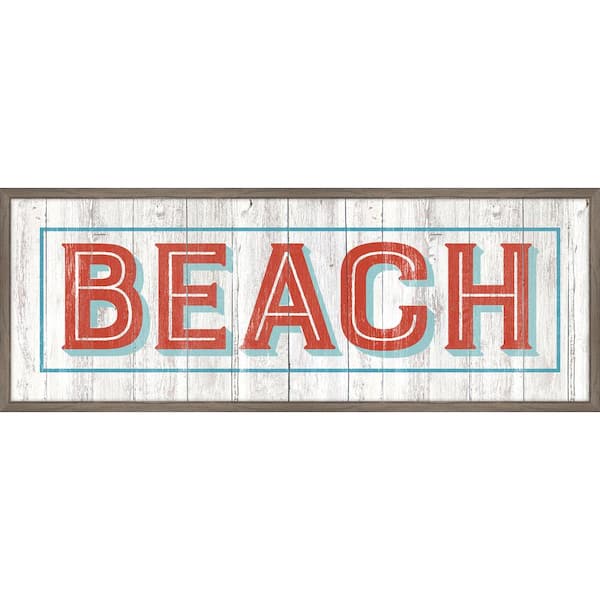 Melissa Van Hise Vintage Beach Sign (Large) Framed Giclee Typography Art Print 42 in. x 16 in.