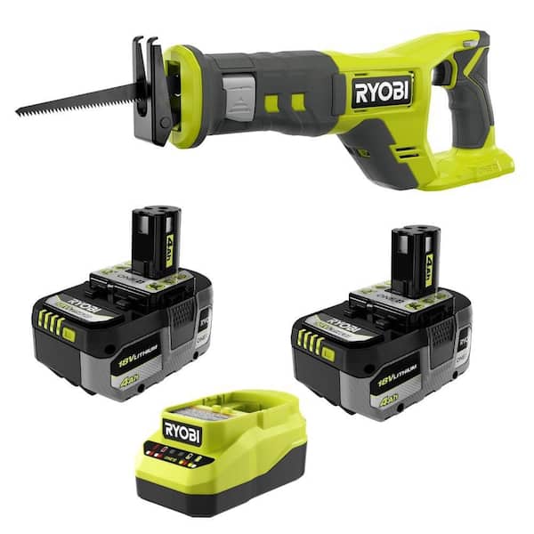 RYOBI ONE+ 18V Lithium Starter Kit w/ (2) 4.0 Ah Batteries & Charger w ...