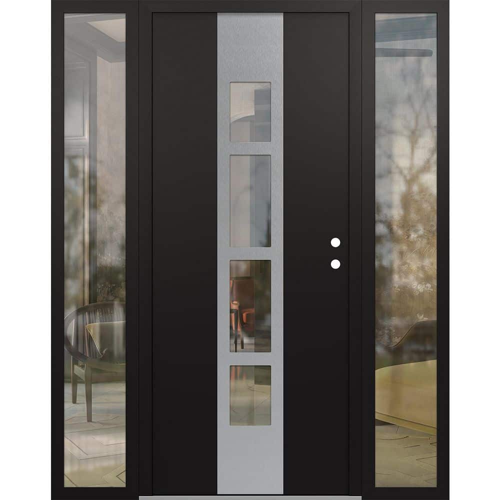 A10 68 in. x 80 in. Silver P Left-Hand/Inswing Clear Glass Black/Black 2 Sidelite Steel Prehung Front Door price history on PriceWatchPro