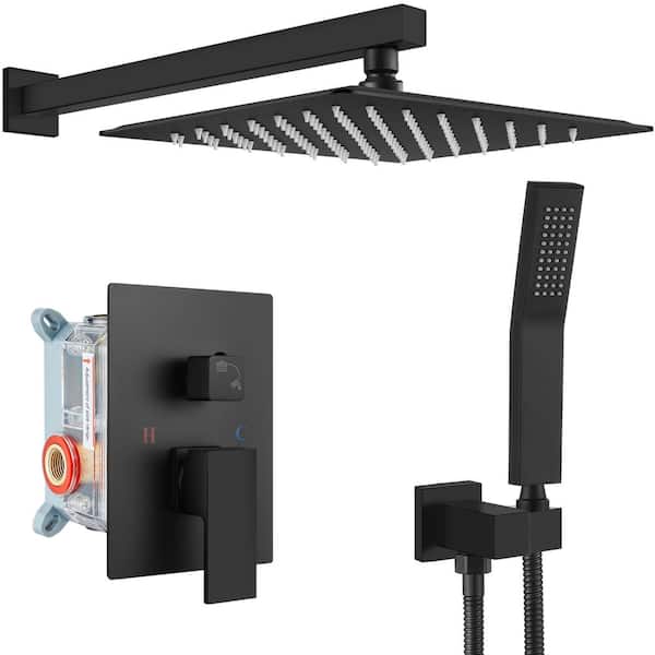 Single Handle 1-Spray Shower Faucet 1.46 GPM with Pressure Balance, Anti Scald in Matte Black