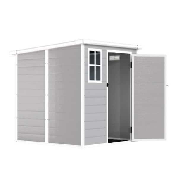Clihome 6 ft. W x 6 ft. D Resin Outdoor Storage Shed Garden Shed with Lockable Doors, Window and Vents (36 sq. ft.)