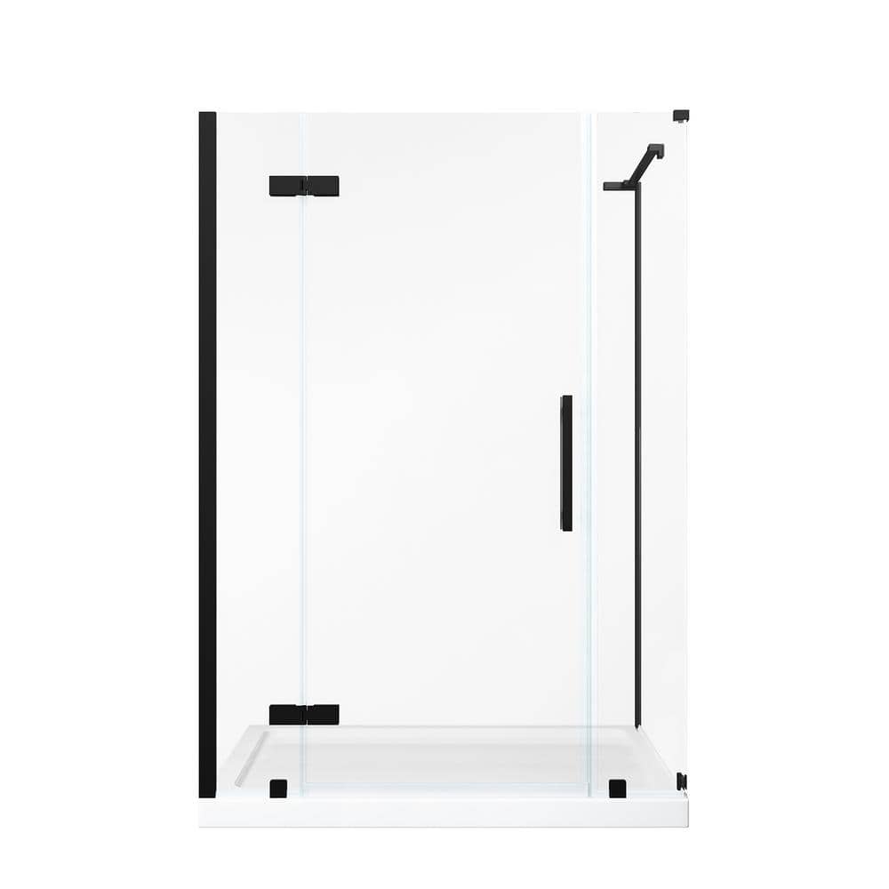 Tampa Black 48" x 36" Frameless Corner Shower Kit with Acrylic Base