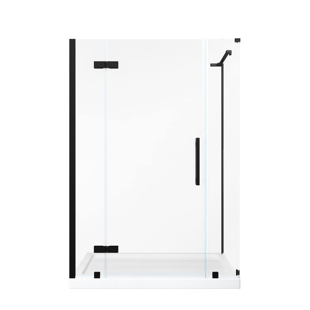 Tampa 54'' W 72'' H Black Frameless Rectangle Shower Kit