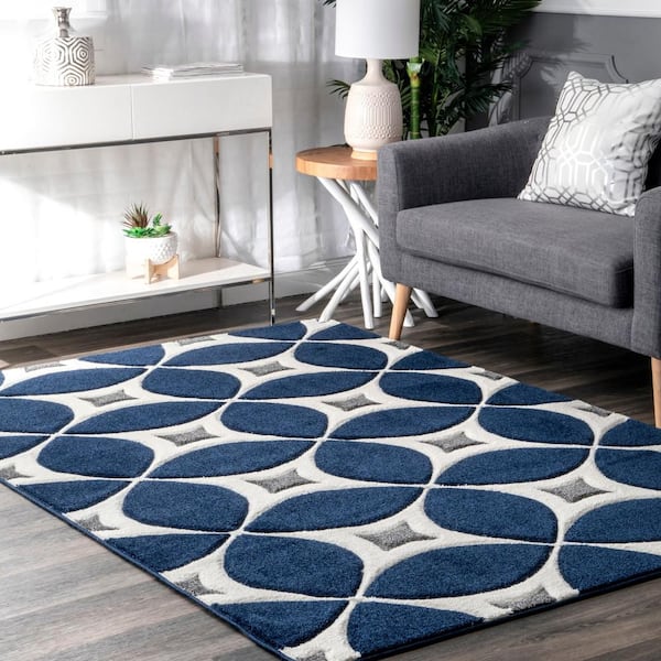 Gabriela Contemporary Trellis Navy 9 ft. x 12 ft. Area Rug