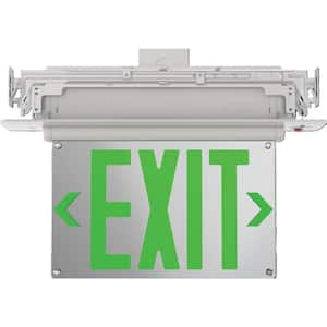 Basics Edge-Lit 120-Volt Integrated LED White Surface and Recessed Mount Exit Sign with Green Letters