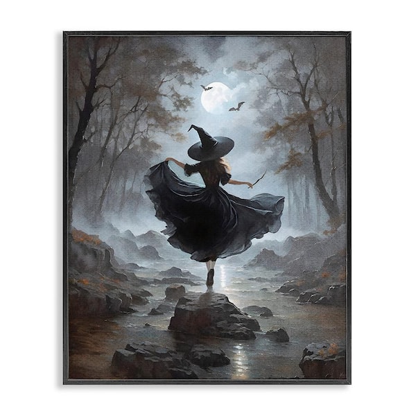 Witch in Moonlit Forest by Jo Moulton Framed Giclee Art Print People 20 in. x 16 in.