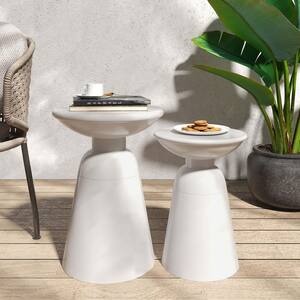 Sudzendf Outdoor Metal End Table with Floral Pattern and
