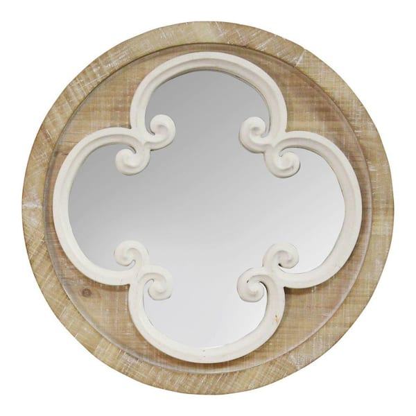 HomeRoots Victoria Coastal Whitewash Scrollwork Wood Wall Mirror