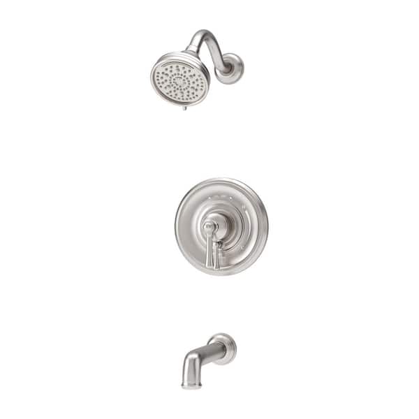 Symmons Braston HydroMersion Single Handle Tub and Shower Faucet Trim Kit with Volume Control in Satin Nickel 1.5 GPM