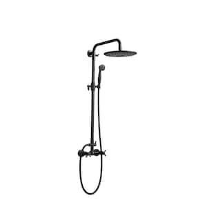Exposed Pipe Shower System with 10 in.Rainfall Shower Head and Handheld Shower in Matte Black