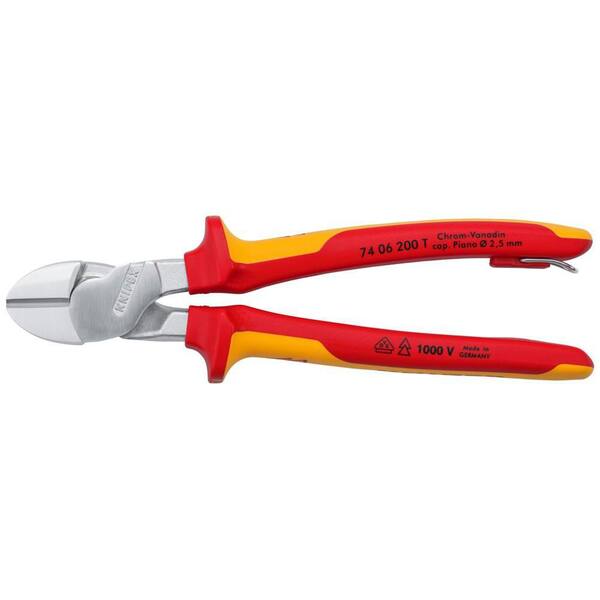 KNIPEX High Leverage Diagonal Cutters-1000V Insulated-Tethered
