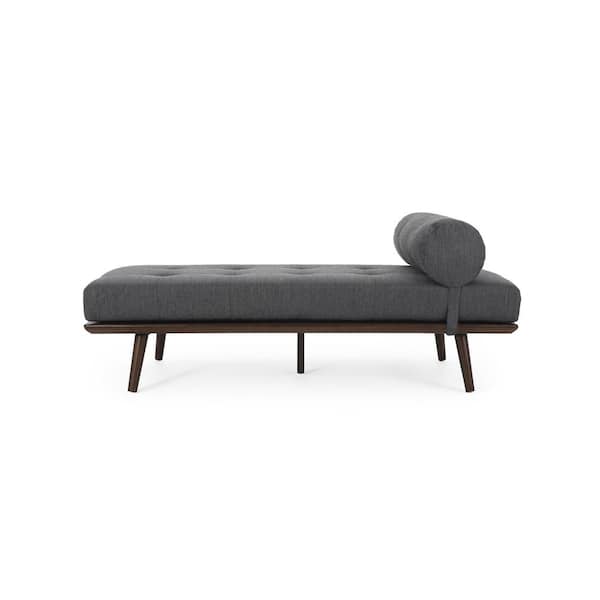 Black Polyester Ottoman Chaise Lounge for Small Space with Pillow OSB4040 -  The Home Depot